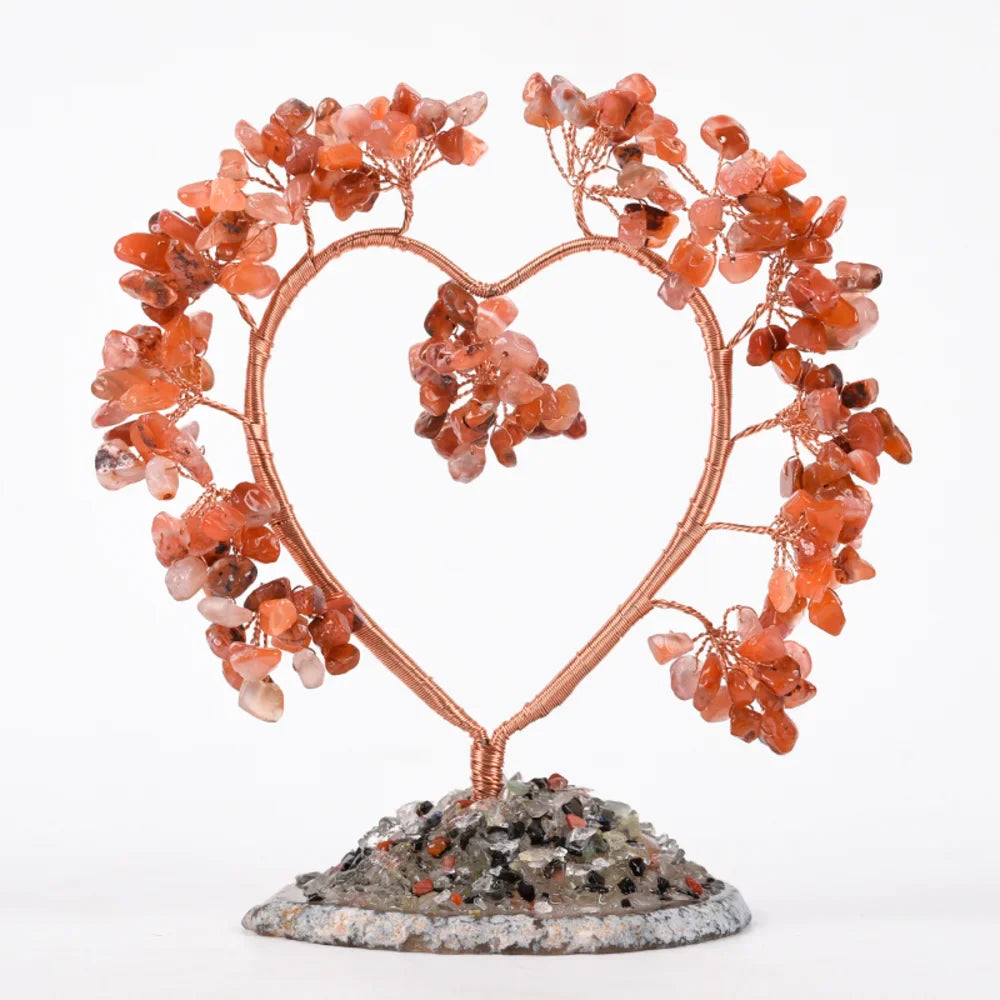 Red Onyx Heart Crystal Tree