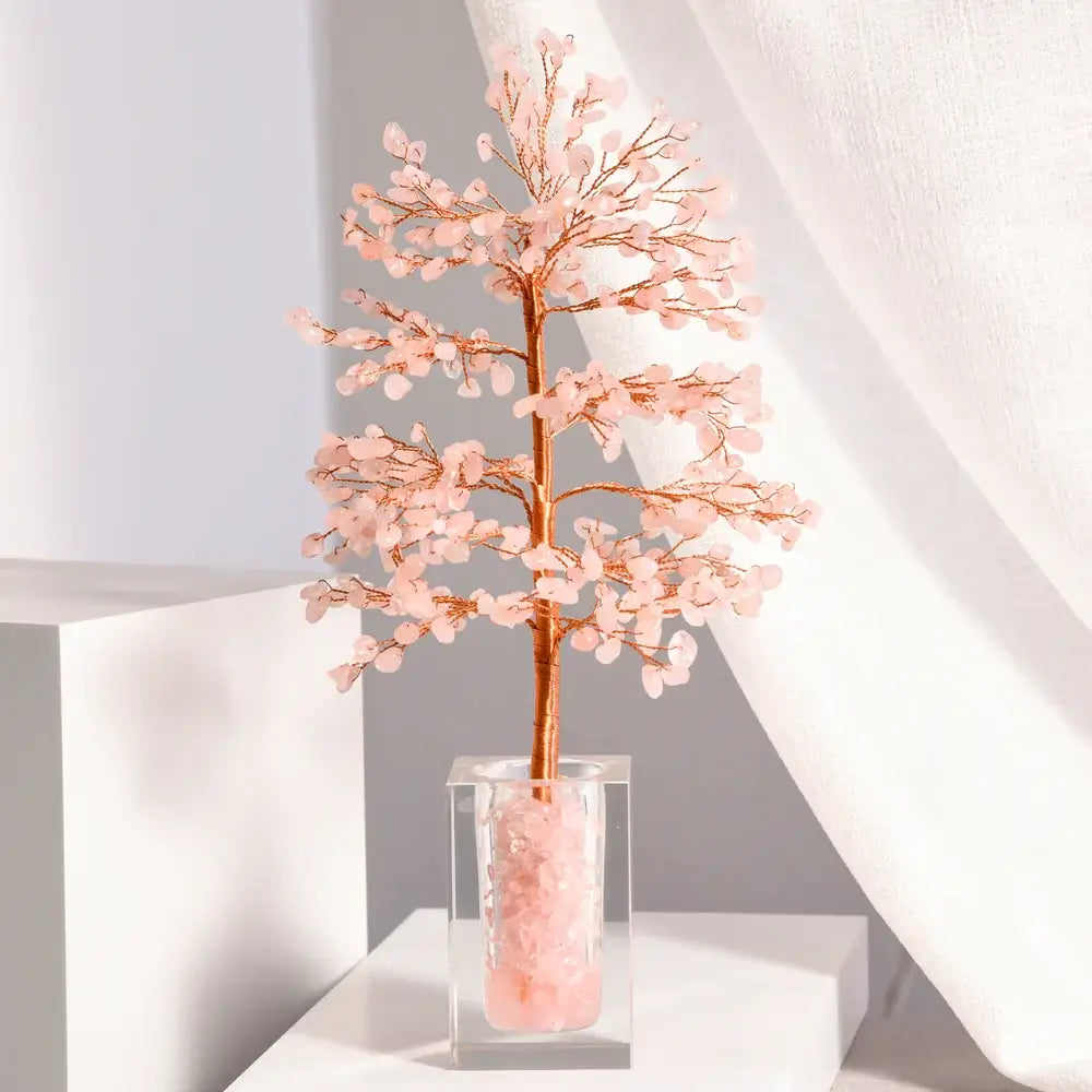 Rose Quartz Healing Crystal Tree of Life