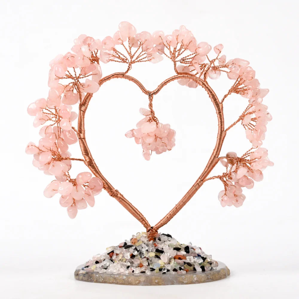 Rose Quartz Heart Crystal Tree