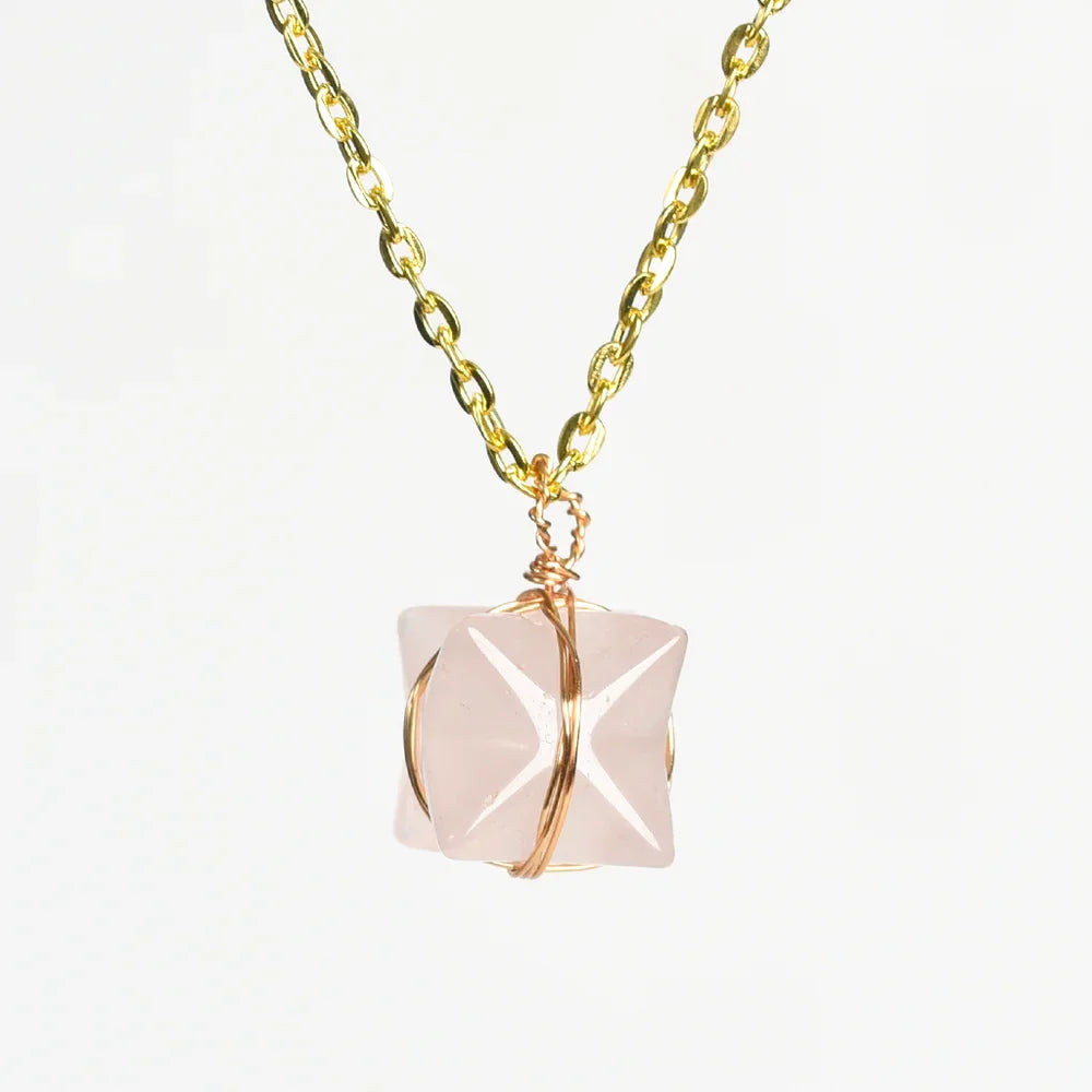 Rose Quartz Merkaba Crystal Necklace