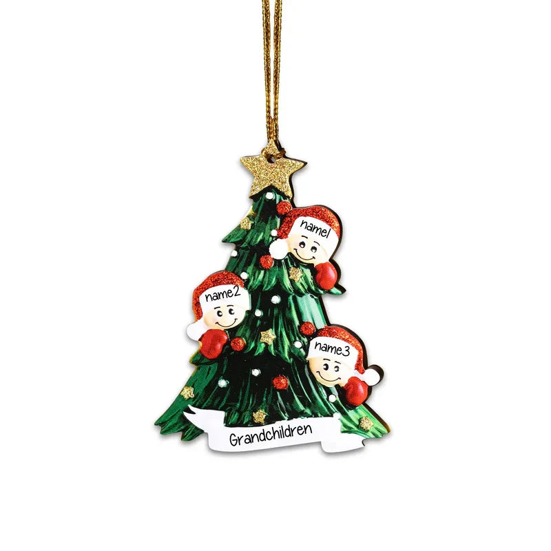 Santa Personalised Christmas Tree Bauble - Christmas Decorations with 2 to 8 Personalised Names of Family Members