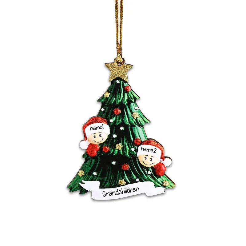 Santa Personalised Christmas Tree Bauble - Christmas Decorations with 2 to 8 Personalised Names of Family Members