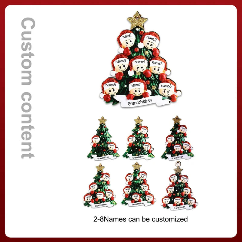 Santa Personalised Christmas Tree Bauble - Christmas Decorations with 2 to 8 Personalised Names of Family Members