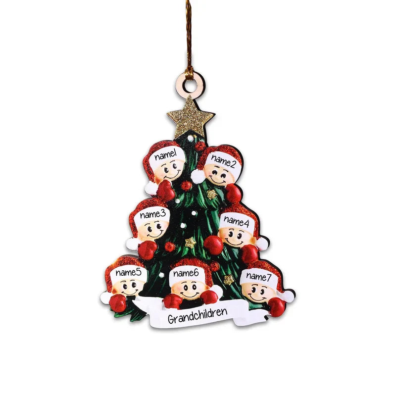 Santa Personalised Christmas Tree Bauble - Christmas Decorations with 2 to 8 Personalised Names of Family Members