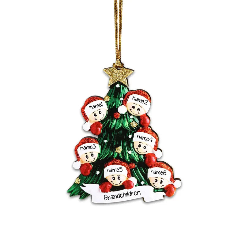 Santa Personalised Christmas Tree Bauble - Christmas Decorations with 2 to 8 Personalised Names of Family Members