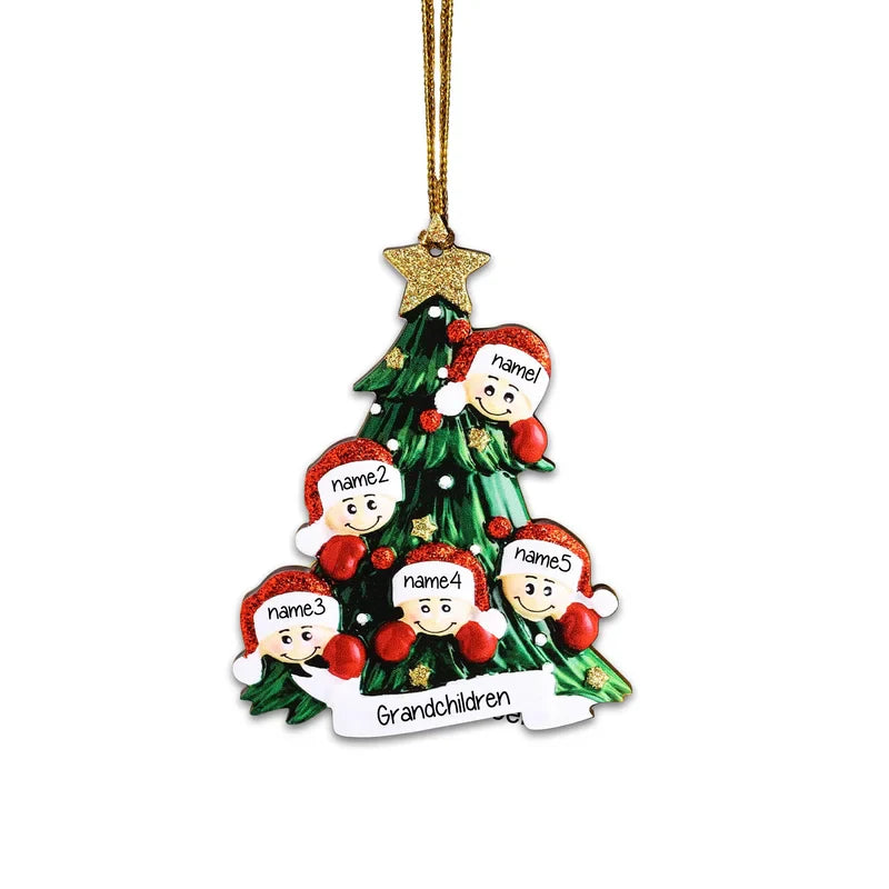 Santa Personalised Christmas Tree Bauble - Christmas Decorations with 2 to 8 Personalised Names of Family Members