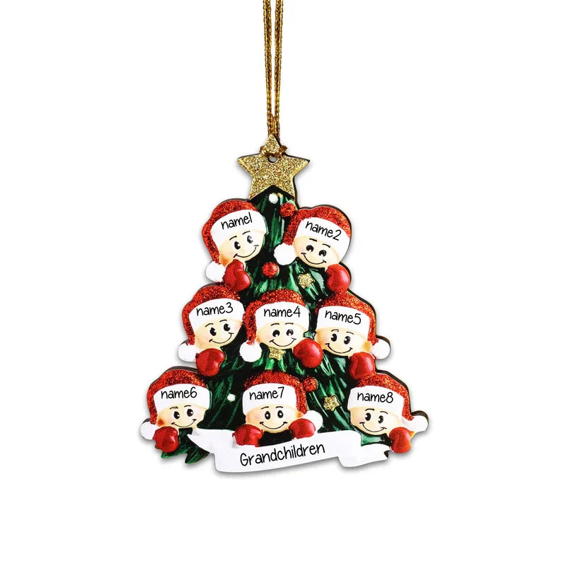 Santa Personalised Christmas Tree Bauble - Christmas Decorations with 2 to 8 Personalised Names of Family Members