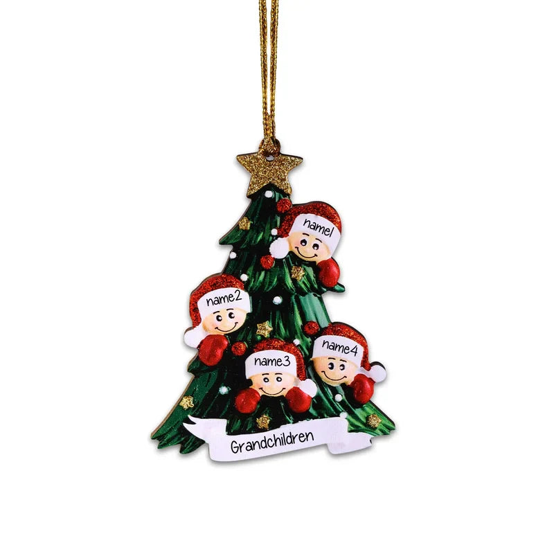 Santa Personalised Christmas Tree Bauble - Christmas Decorations with 2 to 8 Personalised Names of Family Members