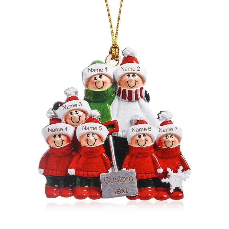 Shovel Family 7 Personalised Christmas Decorations DO-IT-YOURSELF - Personalised Baubles with 2 to 8 Names and Text