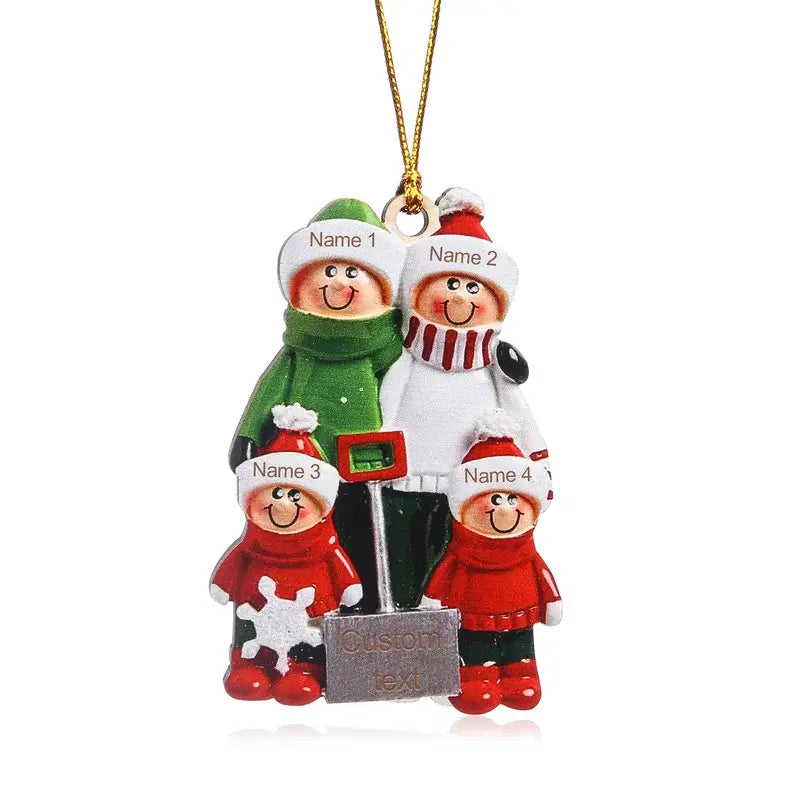 Shovel Family 7 Personalised Christmas Decorations DO-IT-YOURSELF - Personalised Baubles with 2 to 8 Names and Text