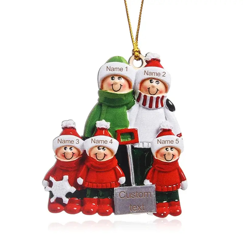 Shovel Family 7 Personalised Christmas Decorations DO-IT-YOURSELF - Personalised Baubles with 2 to 8 Names and Text