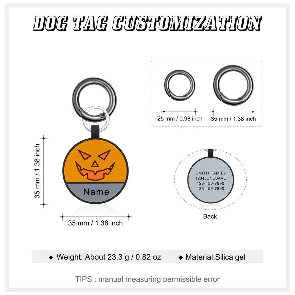 Silica Gel Halloween Personalised Dog Tag