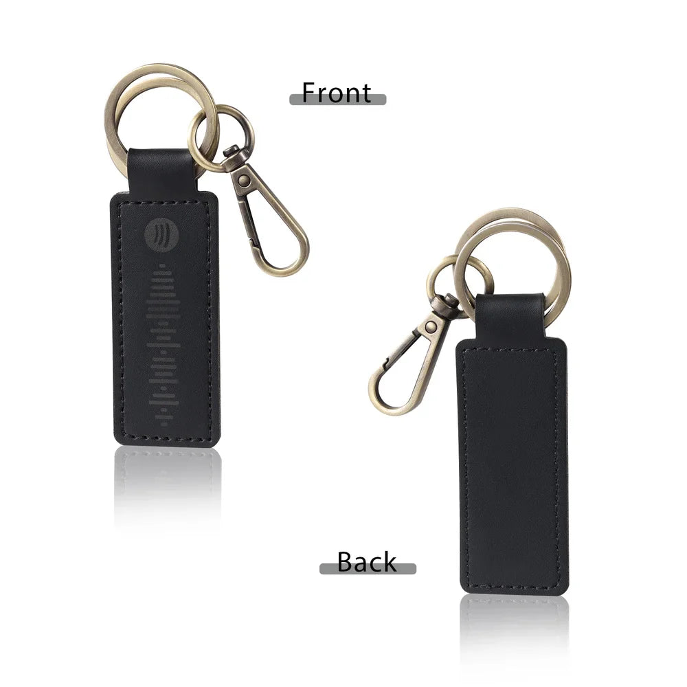 Spotify Code Personalised Keyring, Leather Customised Keyrings 5 Colours