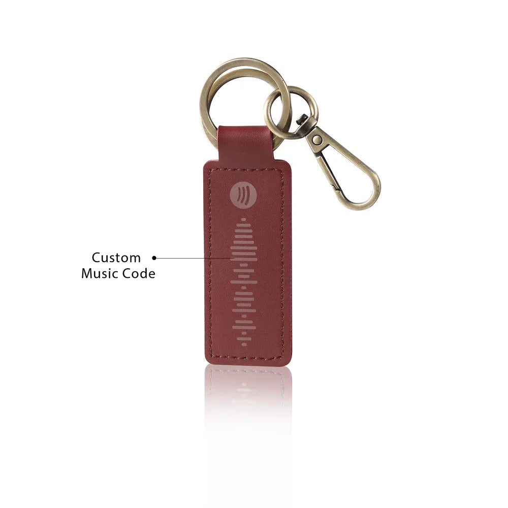 Spotify Code Personalised Keyring, Leather Customised Keyrings 5 Colours