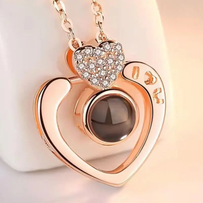 Sterling Silver Projection Necklace | Photo Projection Jewellery | Heart Shaped Projection Necklace