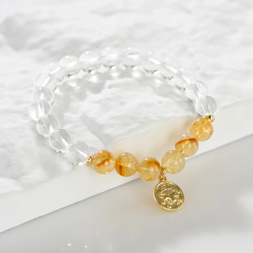 Zodiac Birthstone Bracelet - Healing Crystal Bracelet with Zodiac Charm