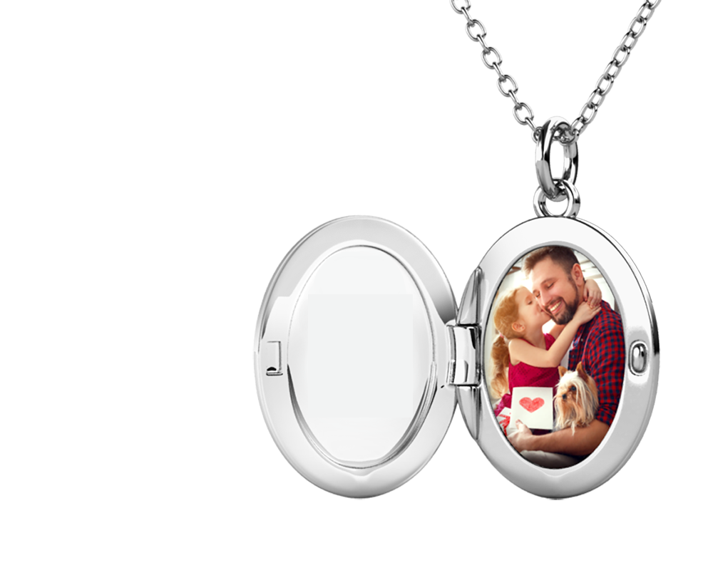 Personalised Locket with Photo - Oval Locket with Picture Inside - Sterling Silver