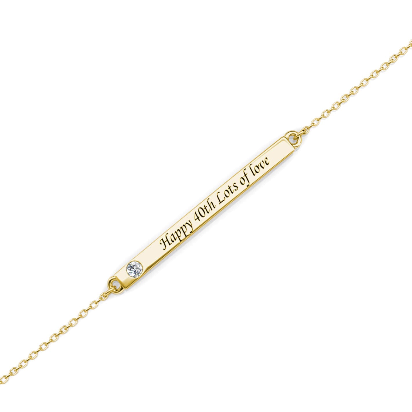 Personalised Birthstone Bar Bracelet with Engraving - Gold - IFSHE UK