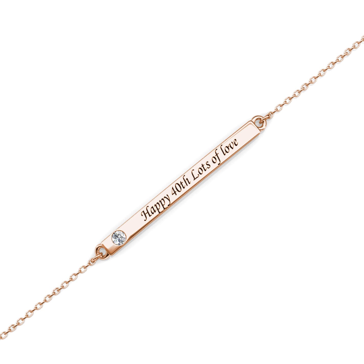 Personalised Birthstone Bar Bracelet with Engraving - Rose Gold - IFSHE UK