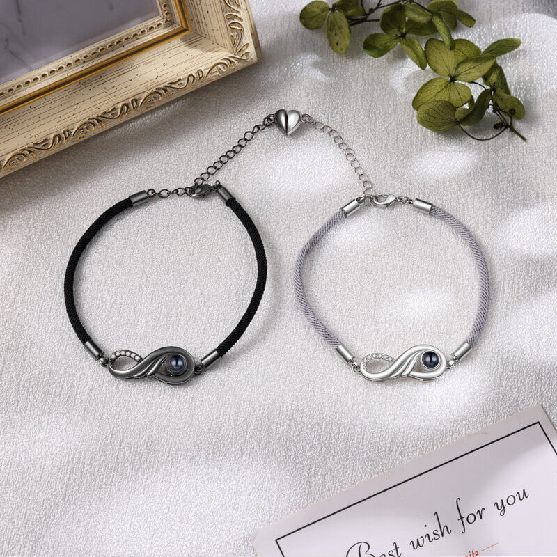 Couple Photo Projection Bracelet Infinity Charms