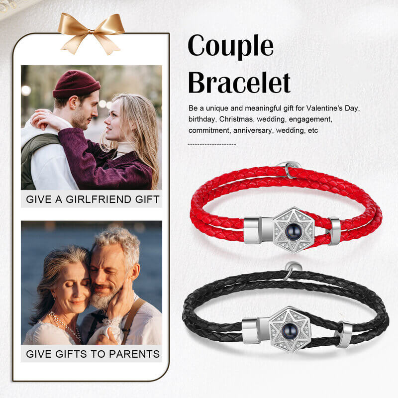 Couple Photo Projection Bracelets Hexagram Charms