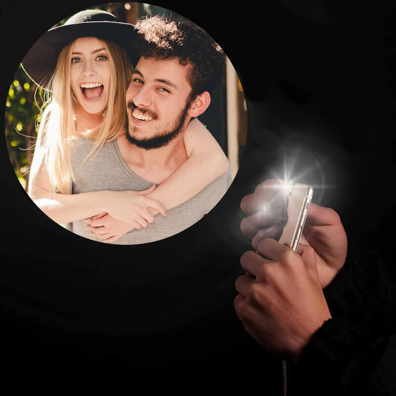 Couple Photo Projection Bracelets - Moon and Sun Charms