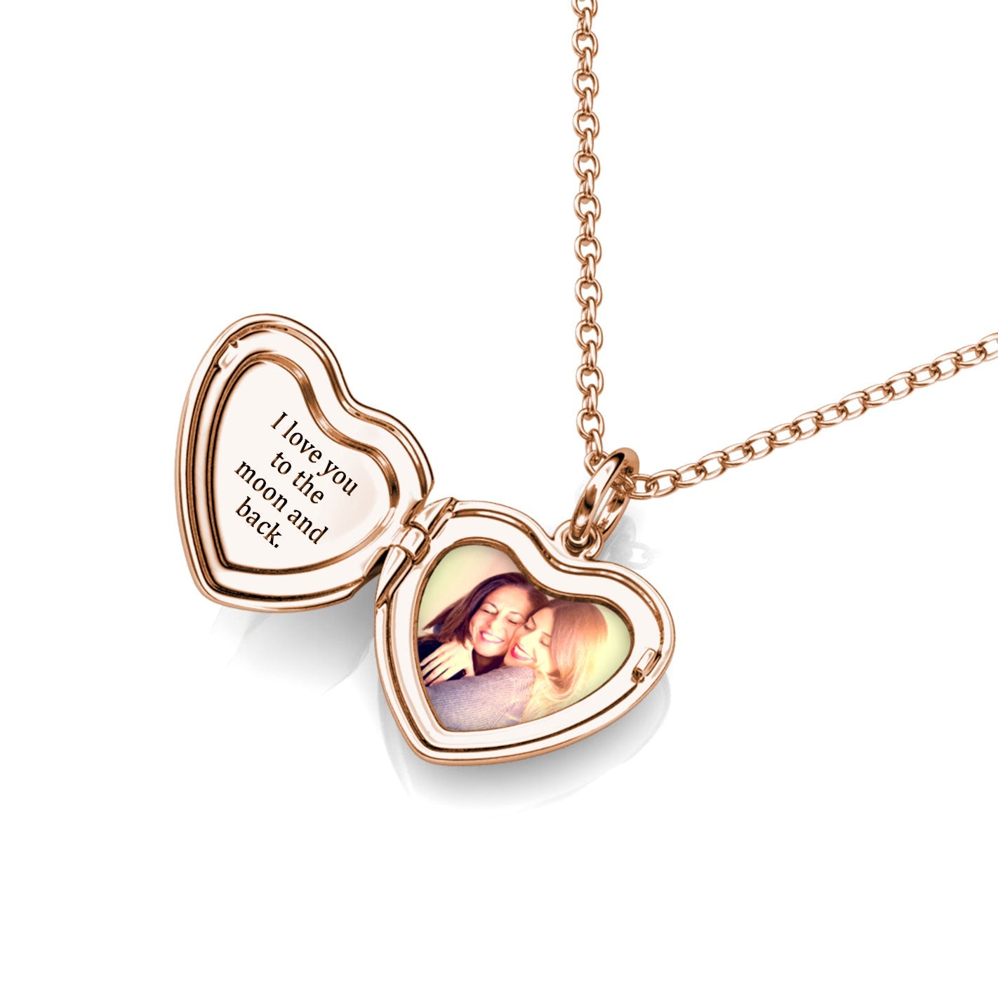 Personalized Photo I Love You Heart Locket Pendant Necklace in