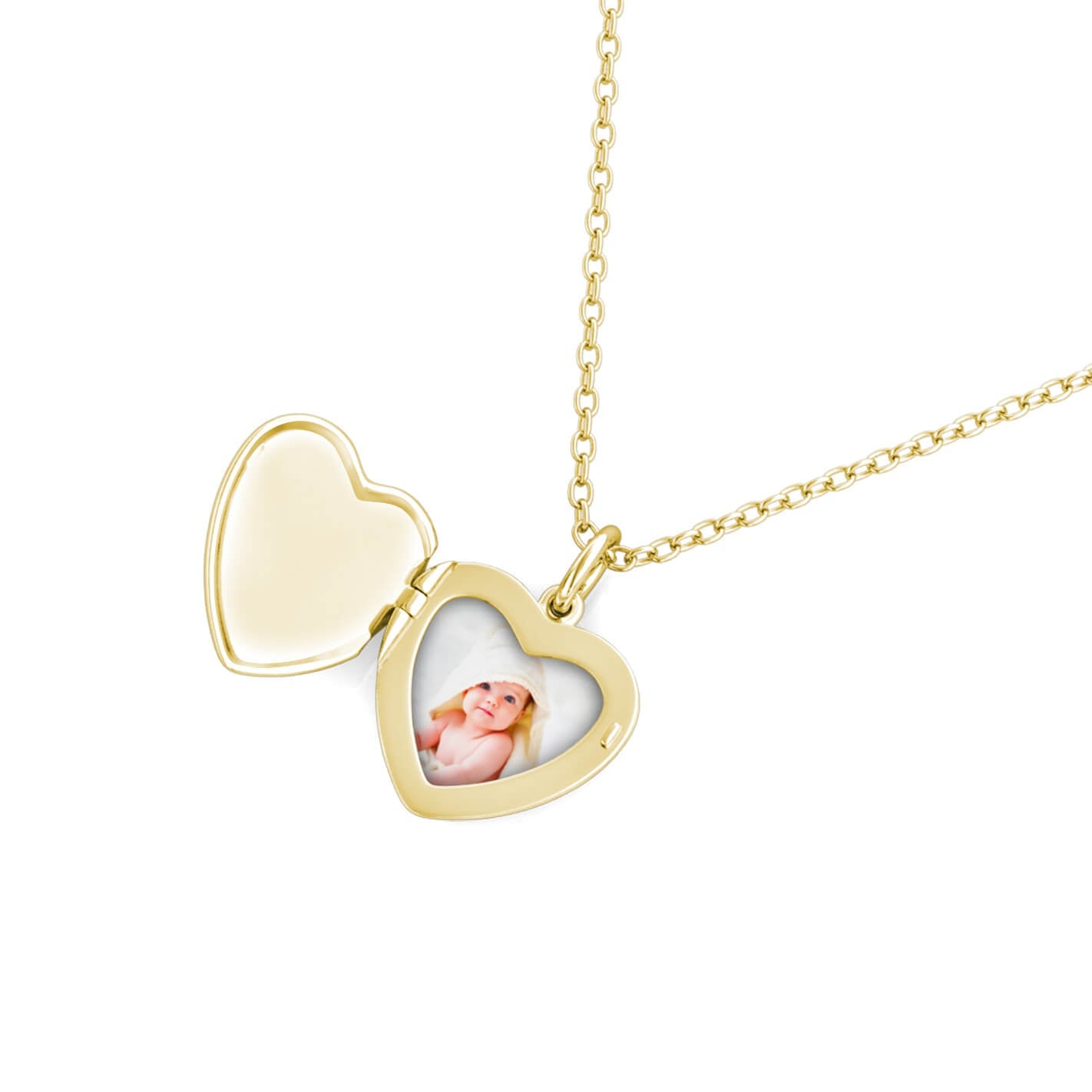 Personalised Heart Locket with Photo - Locket with Picture Inside - Gold