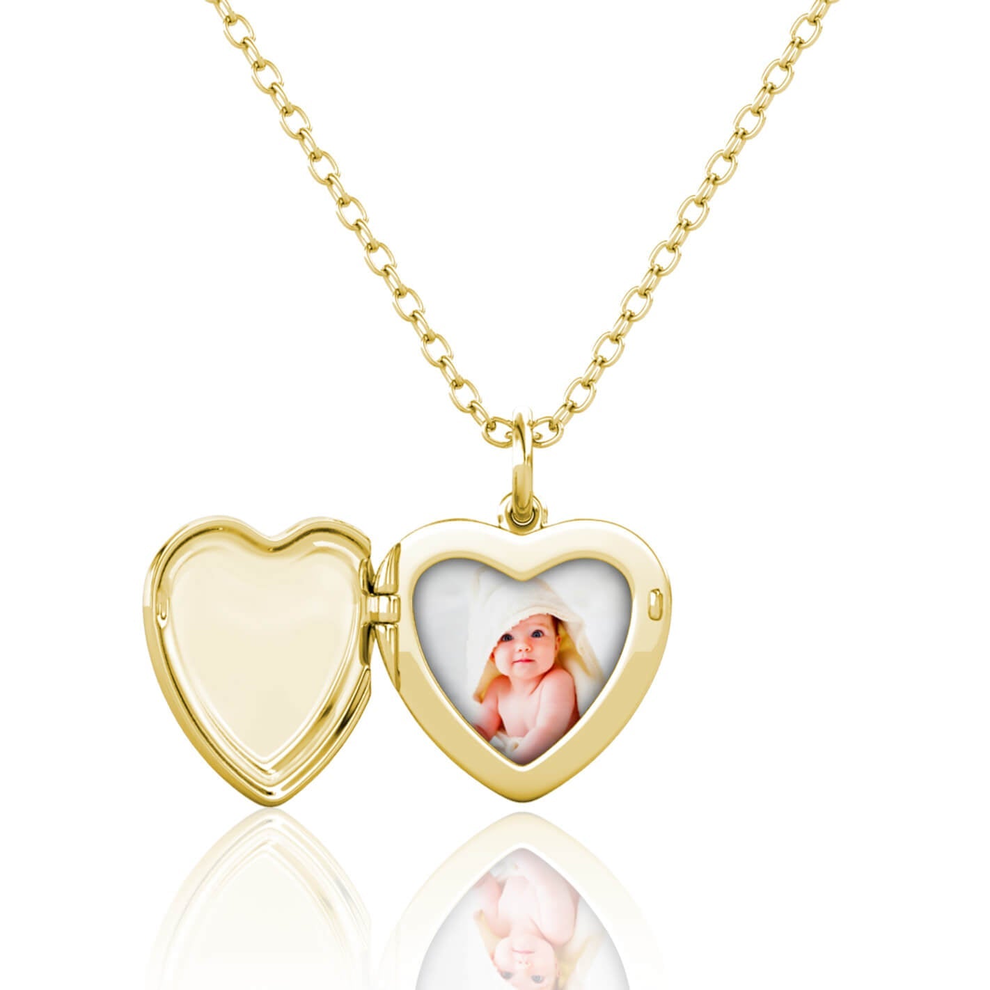 Personalised Heart Locket with Photo - Locket with Picture Inside - Gold