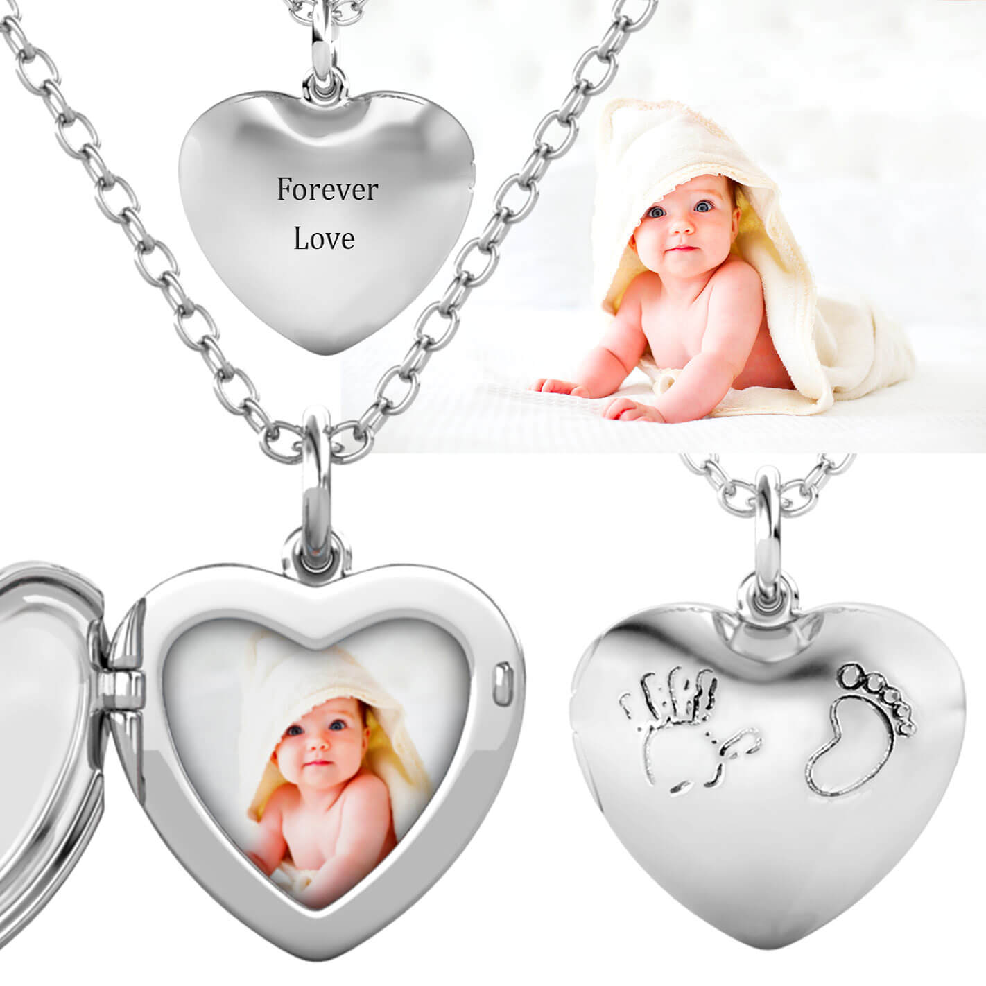 Personalised Heart Locket with Photo - Locket with Picture Inside - Sterling Silver