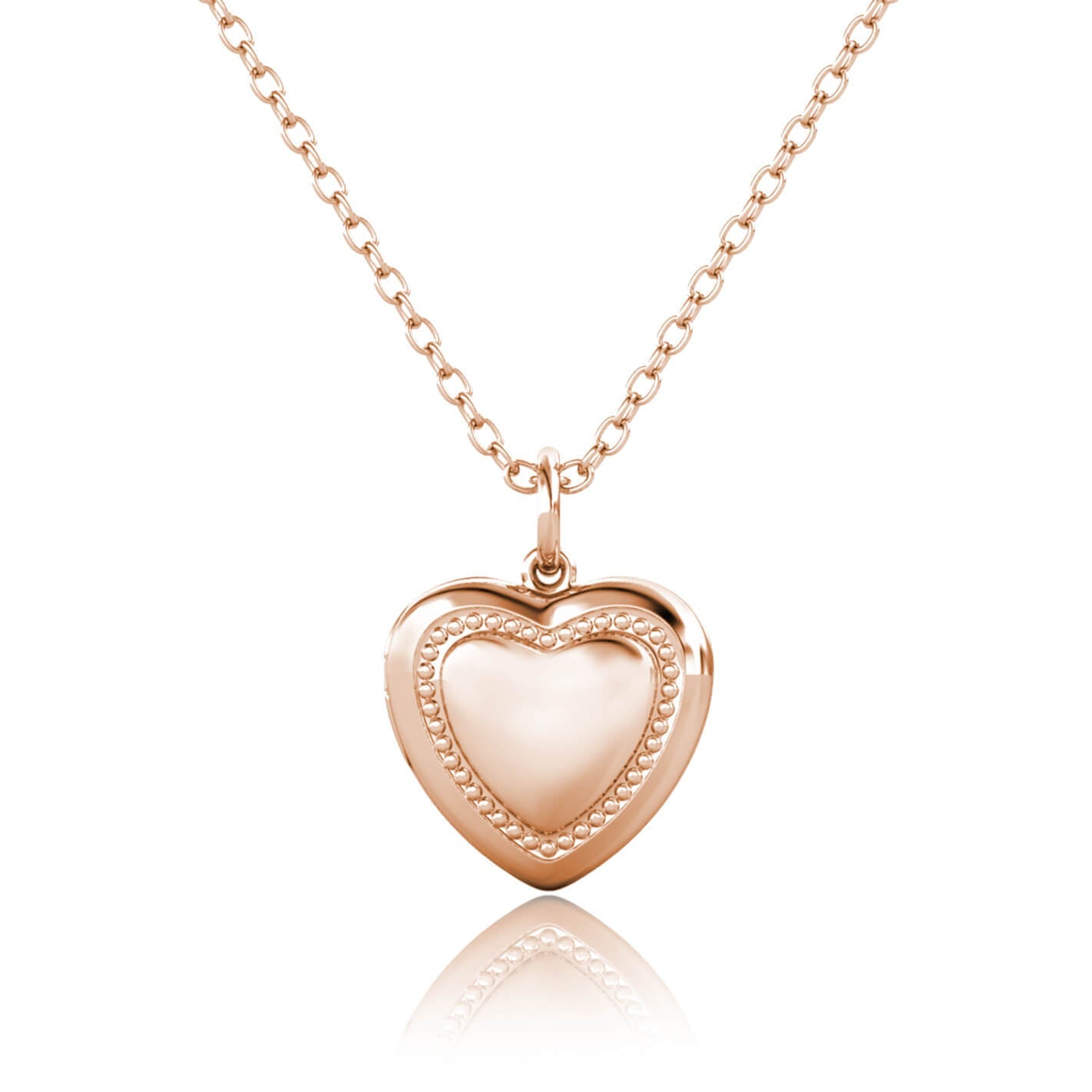 Rose Gold Locket Necklace - Heart Locket with Photo