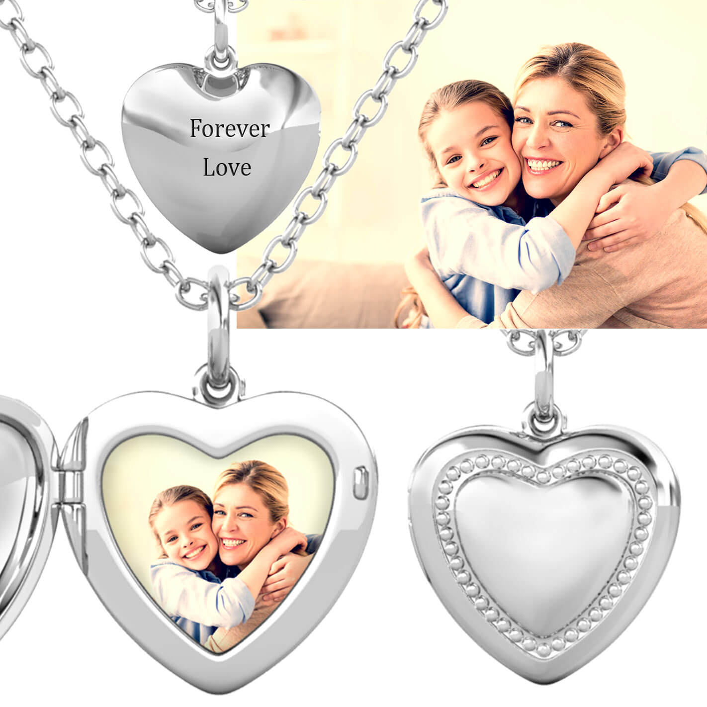 Personalised Heart Locket with Photo - Locket with Picture Inside - Sterling Silver