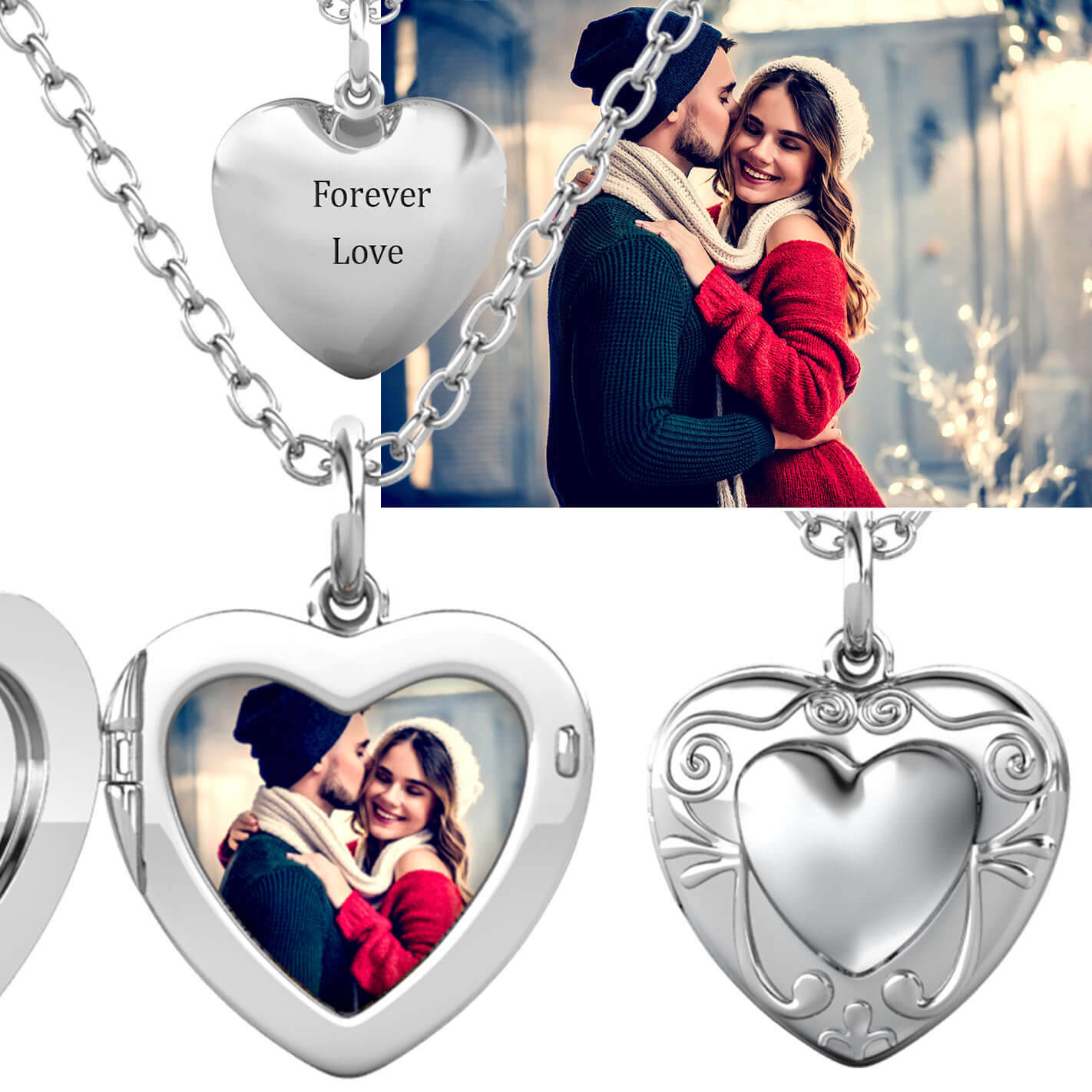 Personalised Heart Locket with Photo - Locket with Picture Inside - Sterling Silver