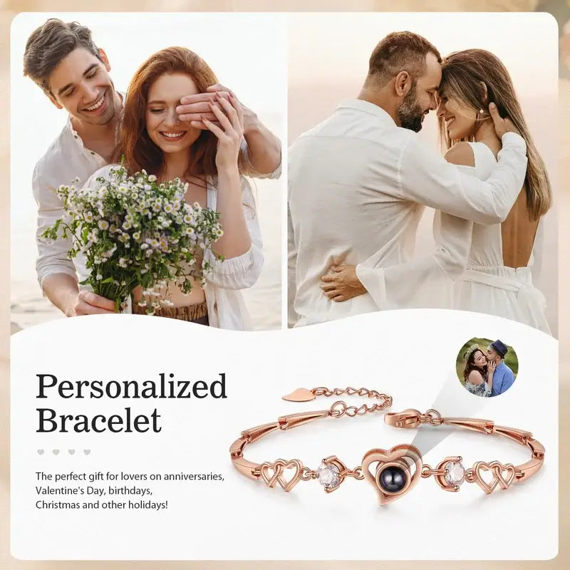 Heart Projection Photo Bracelet with Picture Inside