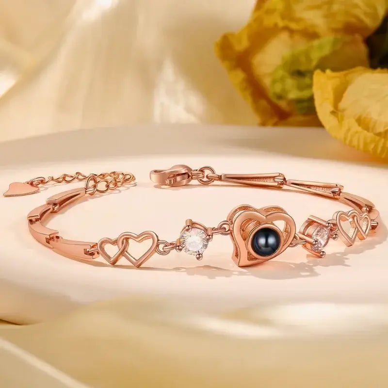 Heart Projection Photo Bracelet with Picture Inside