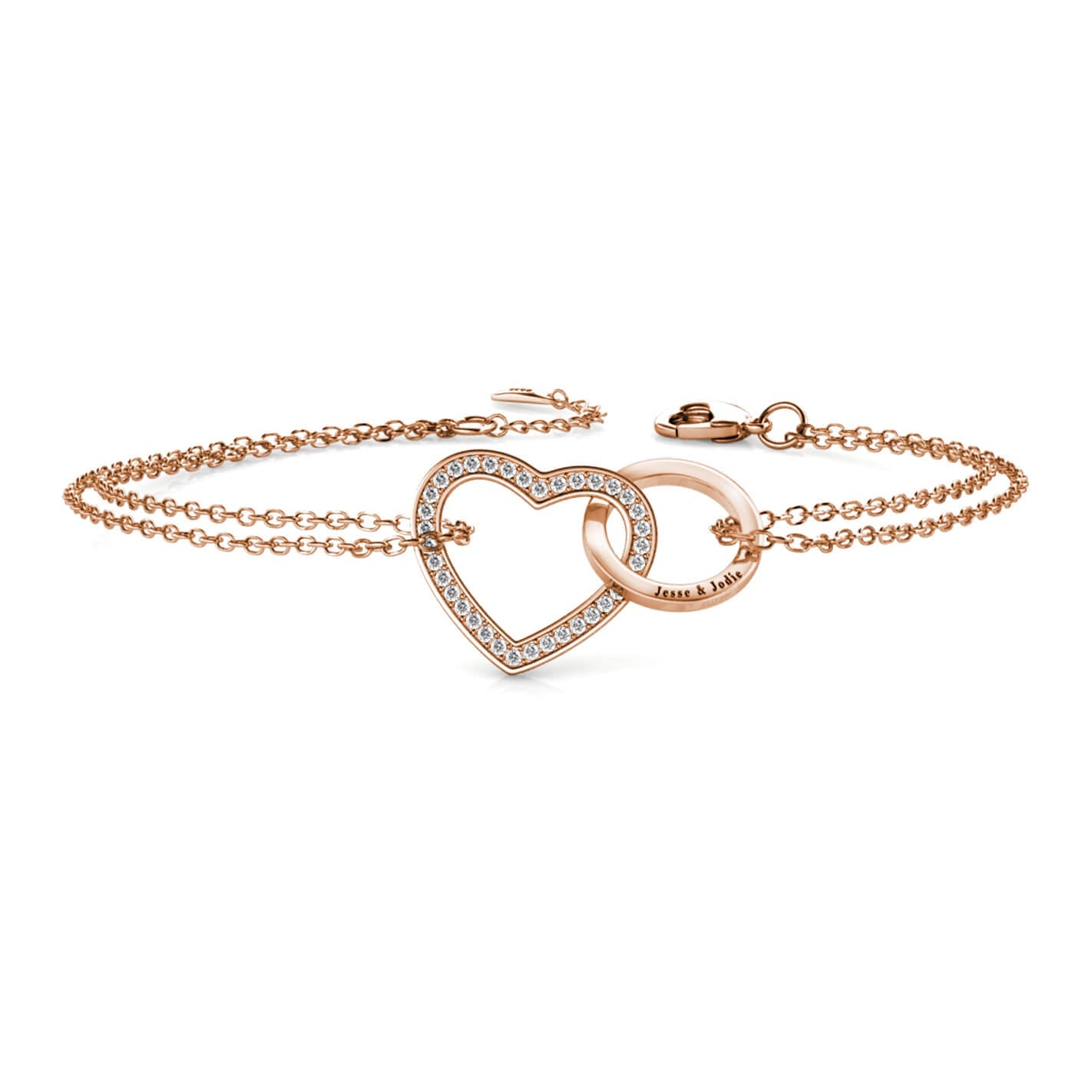 Personalised Interlocking Heart Bracelet, Engraved Bracelet, Rose Gold - IFSHE UK