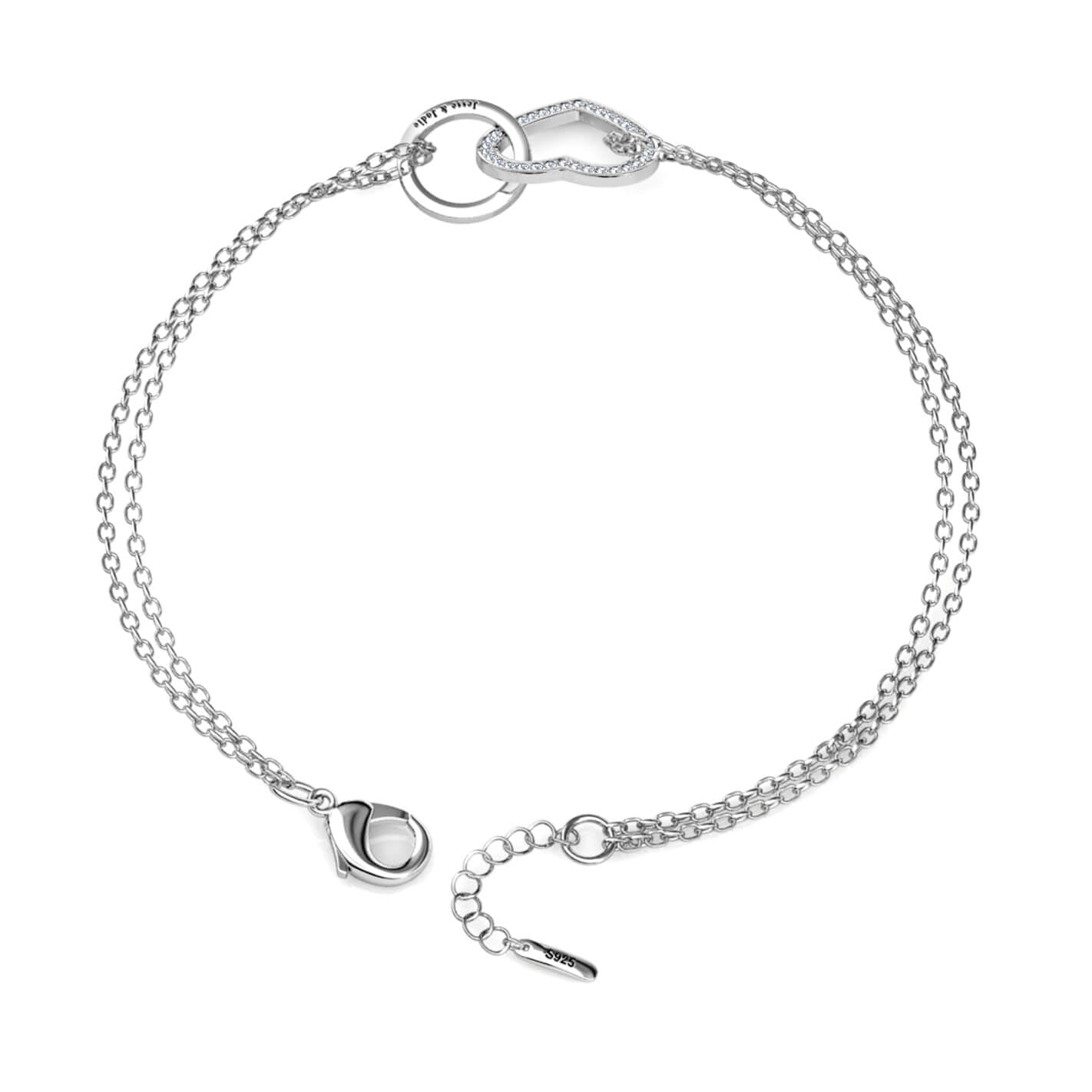 Personalised Interlocking Heart Bracelet, Engraved Bracelet, Silver - IFSHE UK