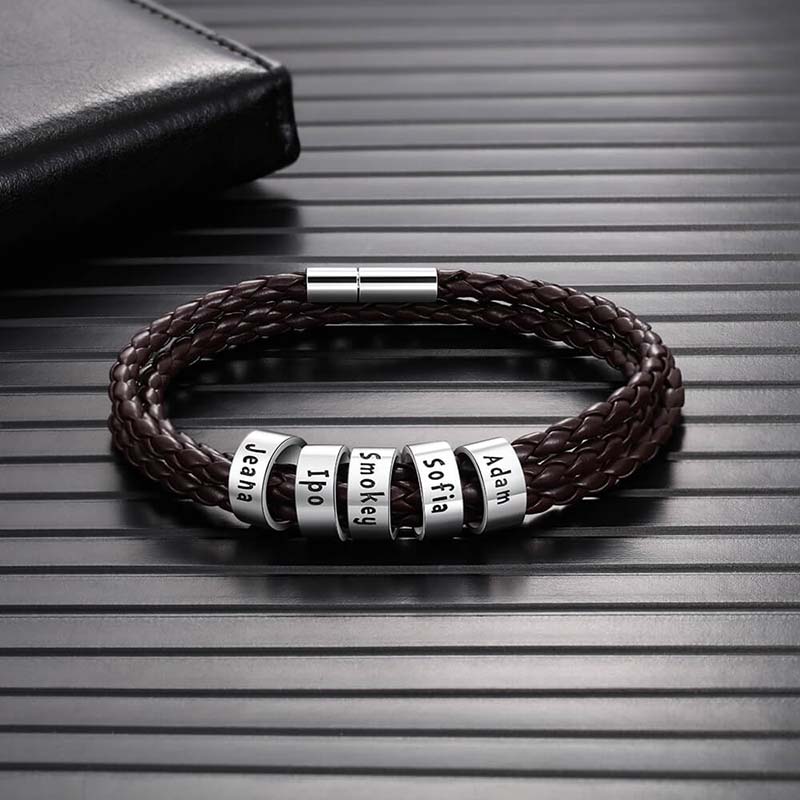 Armband mit Gravur Herren 5 Namen - Personalisiert Namensarmband