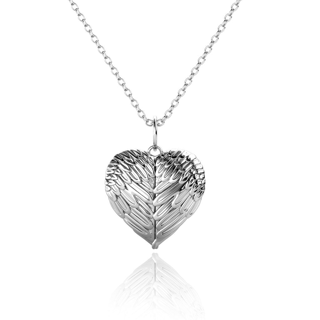 Personalised Angel Wings Locket with Photo - Locket with Picture Inside - Sterling Silver