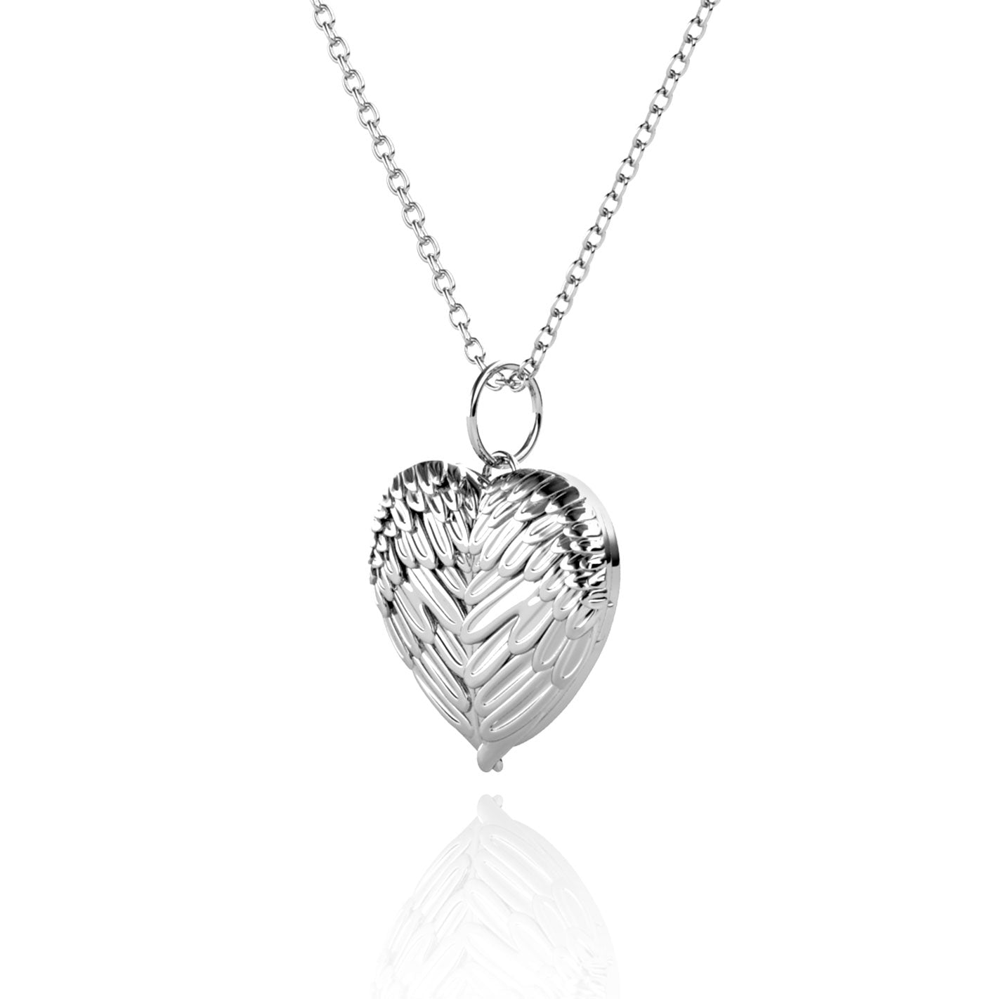 Personalised Angel Wings Locket with Photo - Locket with Picture Inside - Sterling Silver