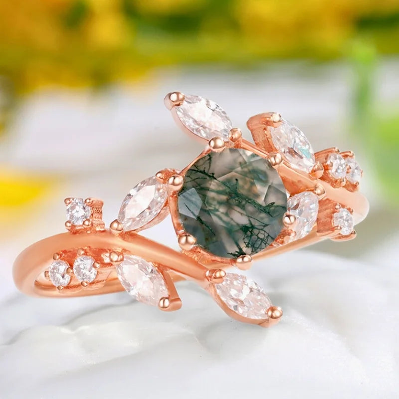 Best Moss Agate Engagement Rings ：The Complete Guide - WillWork Jewelr –  WILLWORK JEWELRY