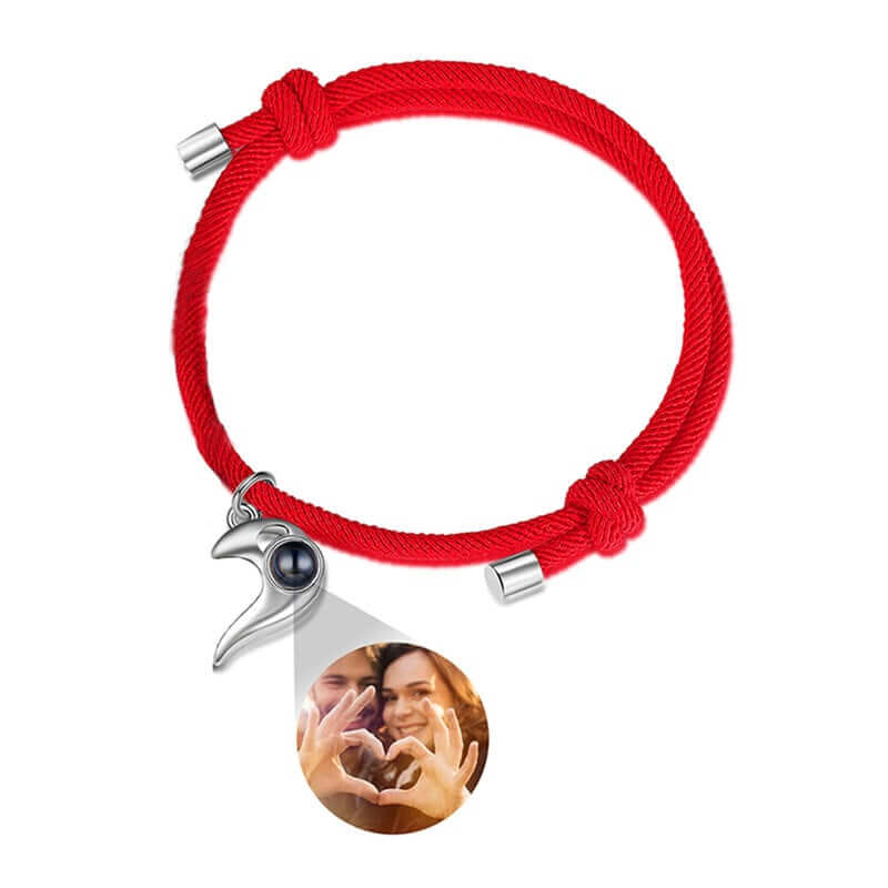 Couple Photo Projection Heart Charm Bracelets