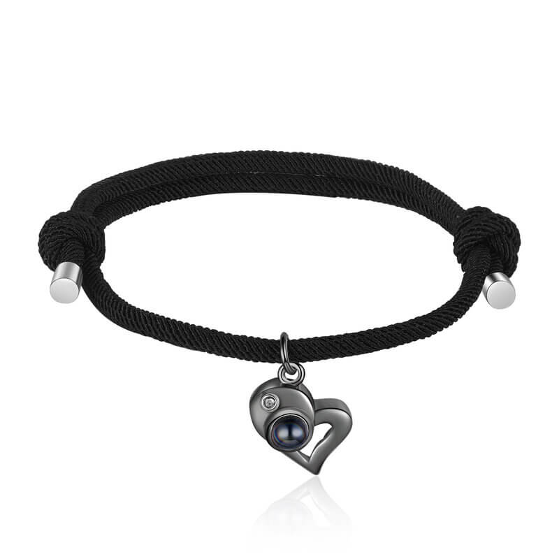 Couple Photo Projection Heart Charm Bracelets