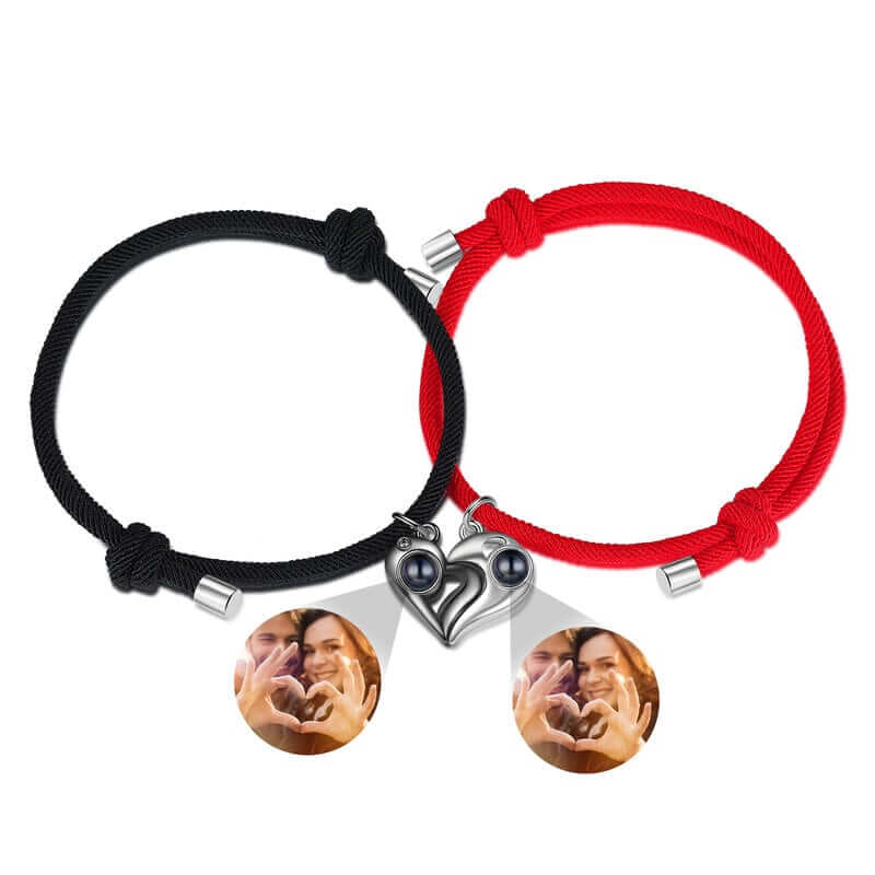 Couple Photo Projection Heart Charm Bracelets