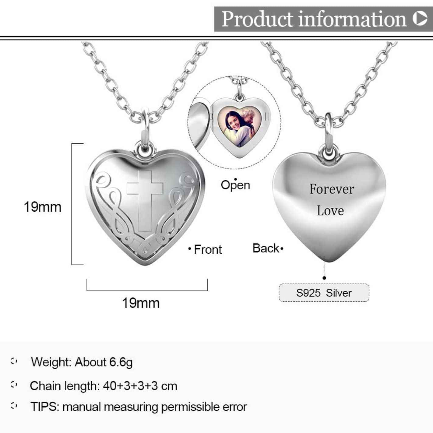 Personalised Heart Locket with Photo - Locket with Picture Inside - Sterling Silver