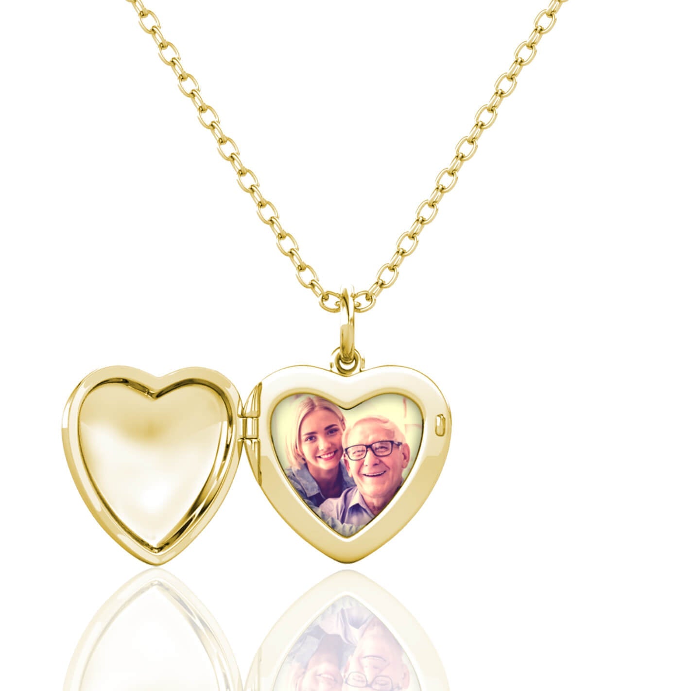 Personalised Heart Locket with Photo - Locket with Picture Inside - Gold