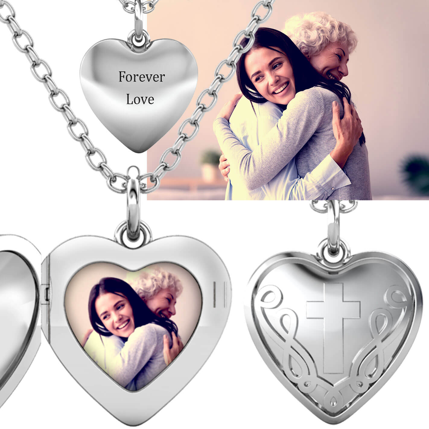 Personalised Heart Locket with Photo - Locket with Picture Inside - Sterling Silver