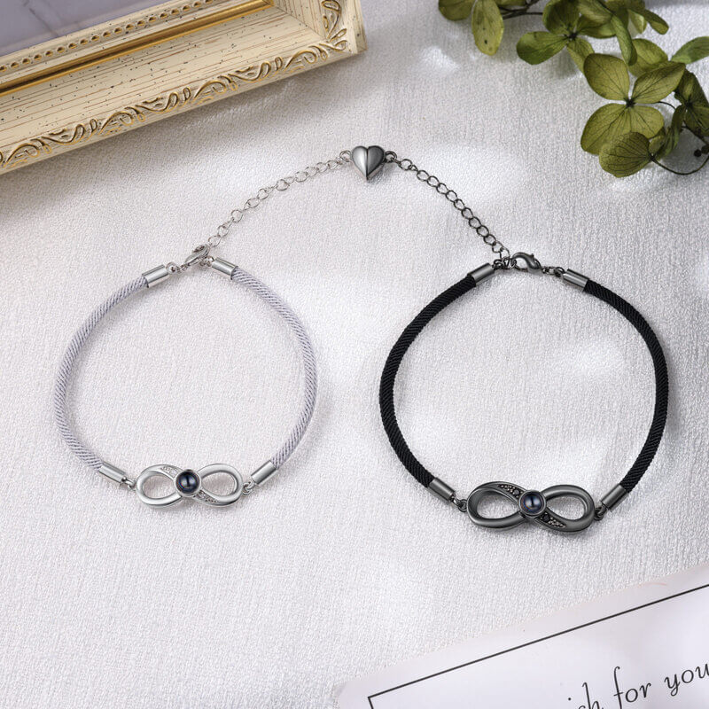 Infinity Charm Photo Projection Couple Bracelets