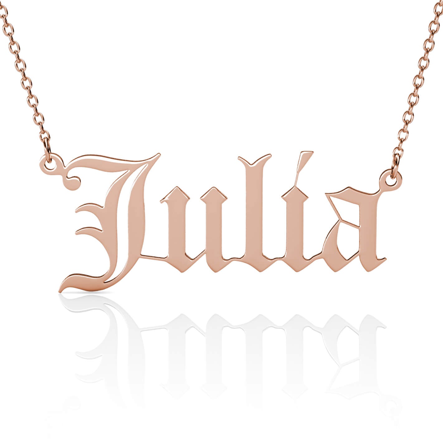 Old English Name Necklace - Personalised Name Necklace Rose Gold - IFSHE UK