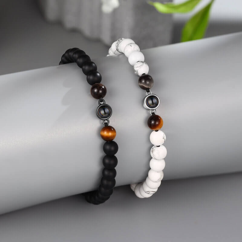 Photo Projection Bracelet Volcanic Stone Beads